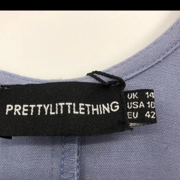 Pretty Little Thing Blue Button Front Mini Dress Size 10 - Picture 8 of 11